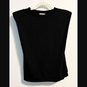 Black Shoulder Pad Top | Size M